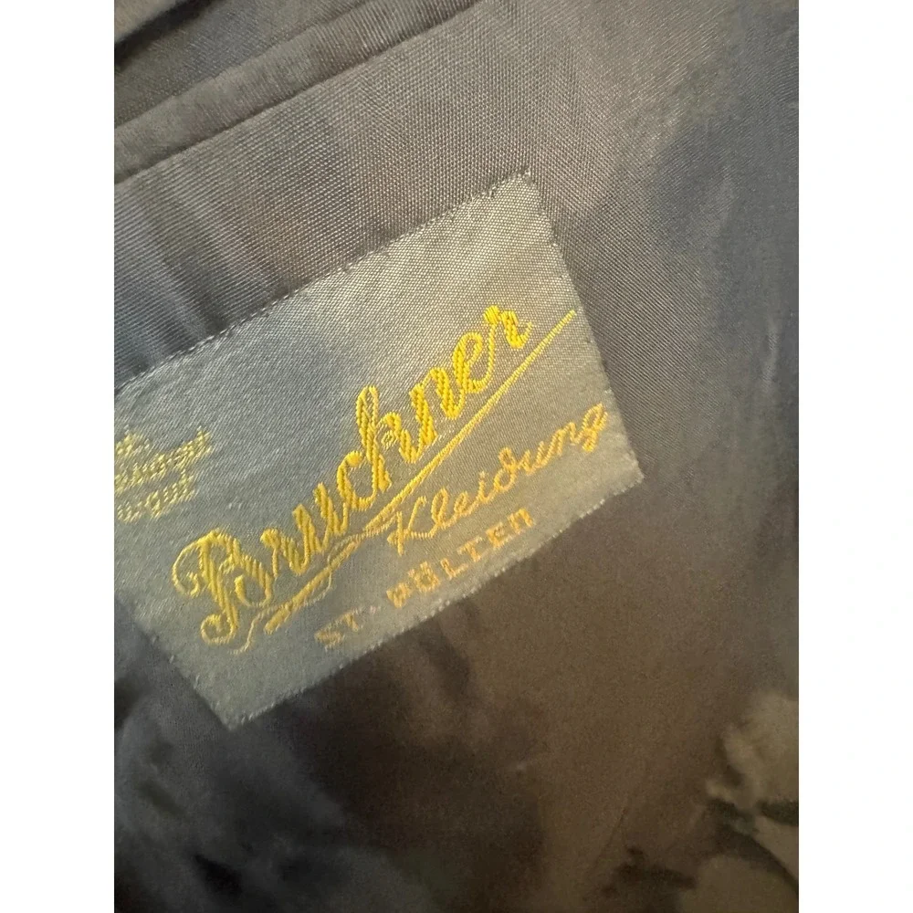 Bruckner Kleidung Austrian Trachten Blazer Brown Velvet Trim Jacket Men 44L Tall